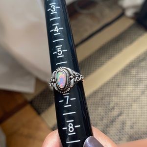 925 Sterling Silver Genuine Boulder Opal Ring Size 6
